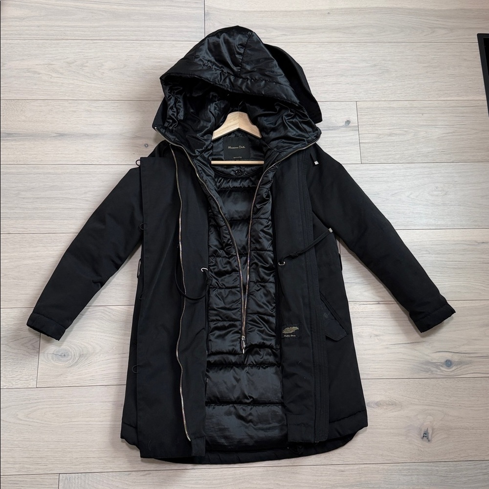 [Massimo Dutti] Black Hooded Puffer Jacket